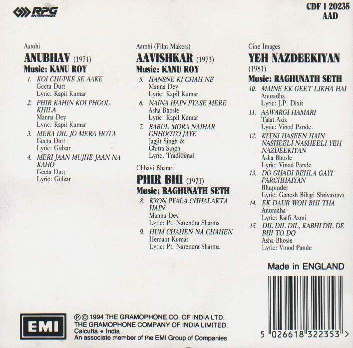 (image for) Indian Cd Baiju Bawra Basant Bahar EMI CD
