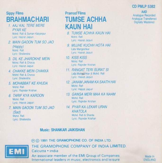 (image for) Indian Cd Brahmachari Tum Se Accha Kaun EMI CD