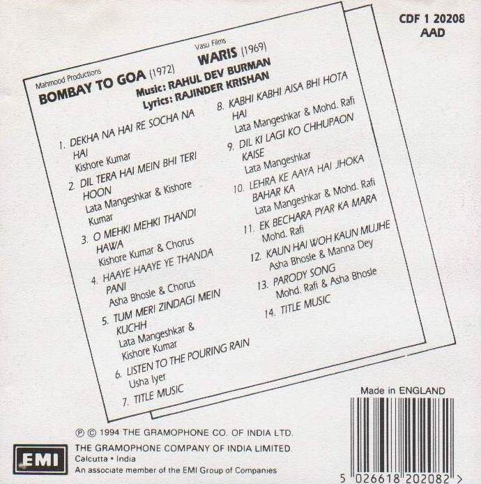 Indian Cd Bombay To Goa Waris EMI CD - Click Image to Close