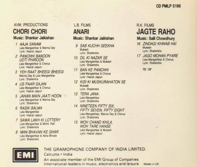 Indian Cd Chori Chori Anari EMI CD - Click Image to Close