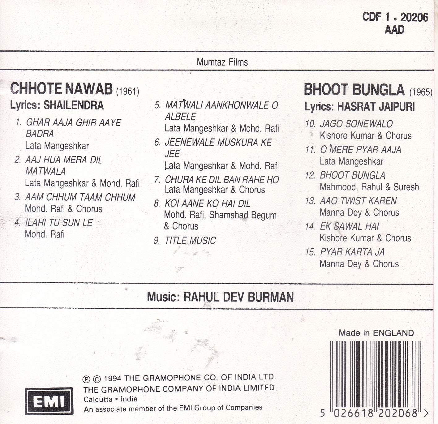 (image for) Indian Cd CID Chhote Nawab Bhoot Bungla EMI CD