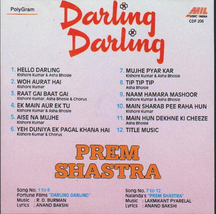 Indian Cd Darling Darling Prem Shastra Music India CD - Click Image to Close