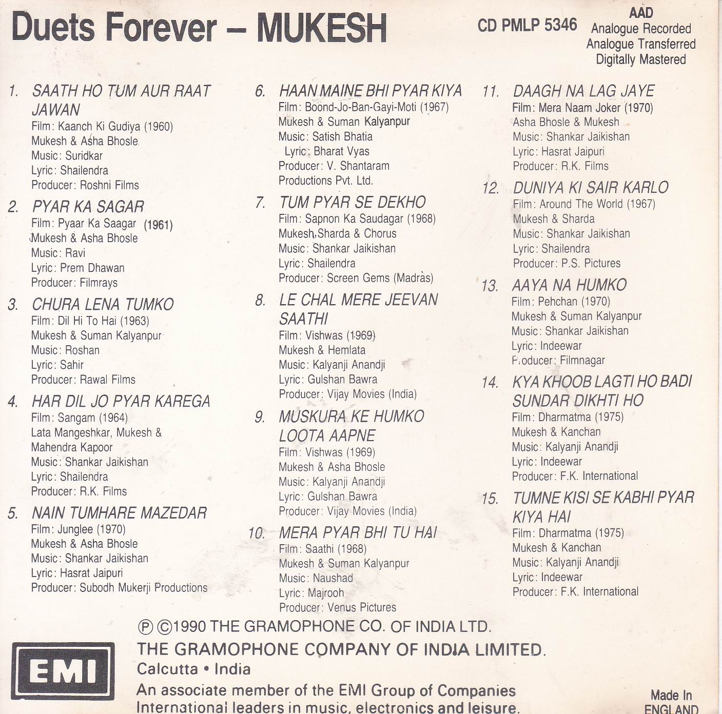 Duets Forever Mukesh EMI Cd - Click Image to Close