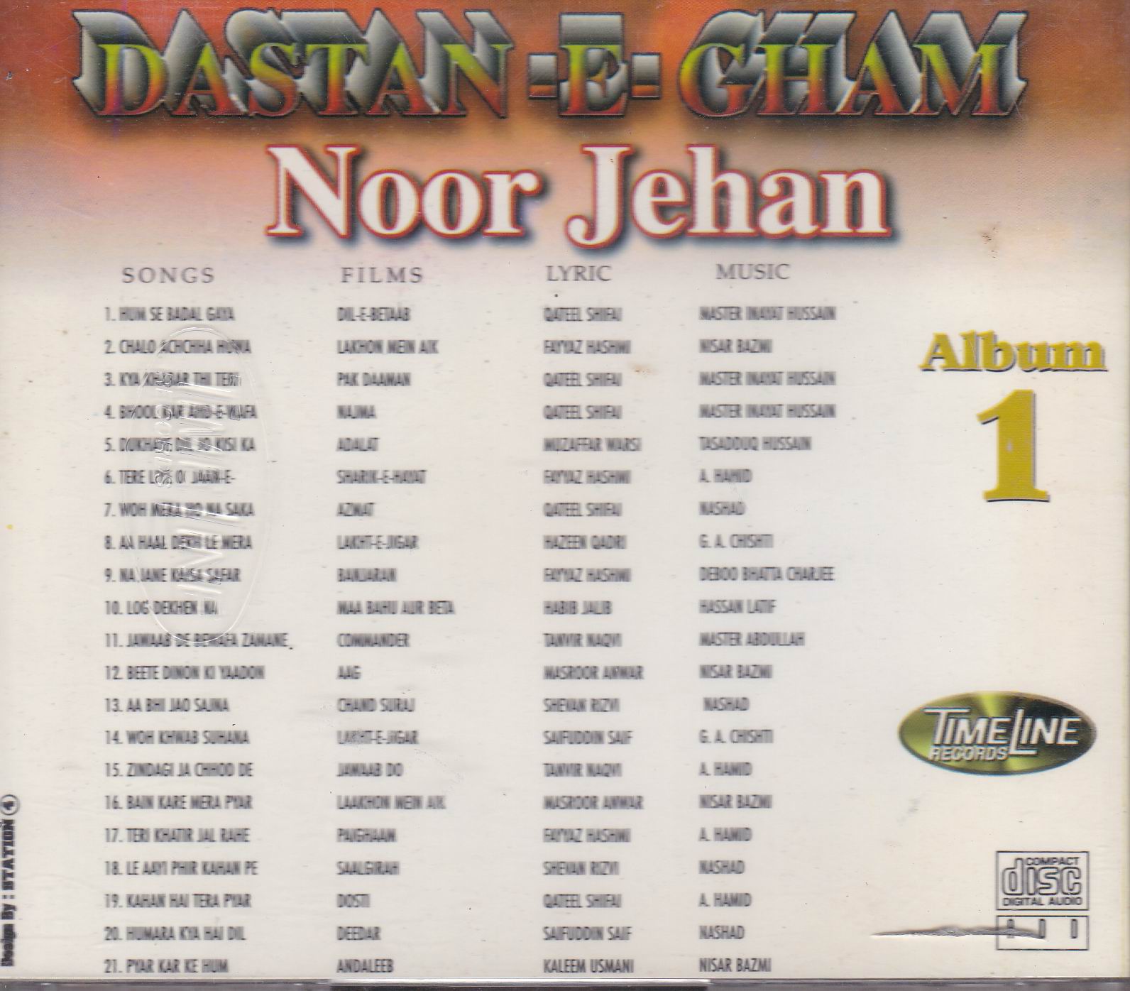 (image for) Dastaan e Gham Noor Jehan TL CD Superb Recording Light Jhankar