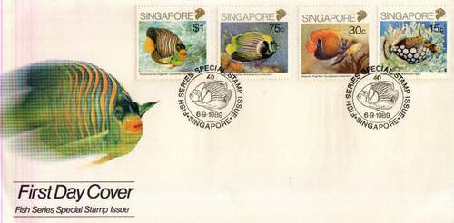 (image for) Singapore 1989 Fdc Angelfish Clown Triggerfish