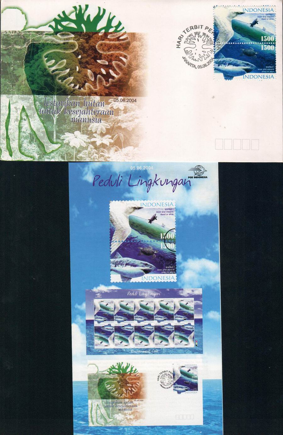 (image for) Indonesia 2004 Fdc Environment Care Sharks