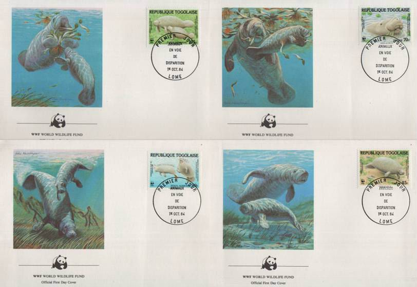 (image for) WWF Togolaise 1984 Fdc Caribbean Manatee