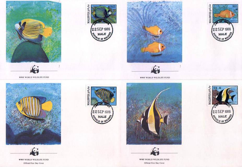 (image for) WWF Maldives 1986 Fdc Fishes