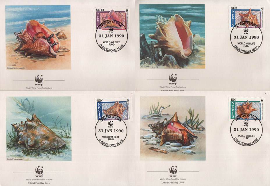 (image for) WWF Nevis 1990 Fdc Queen Conch