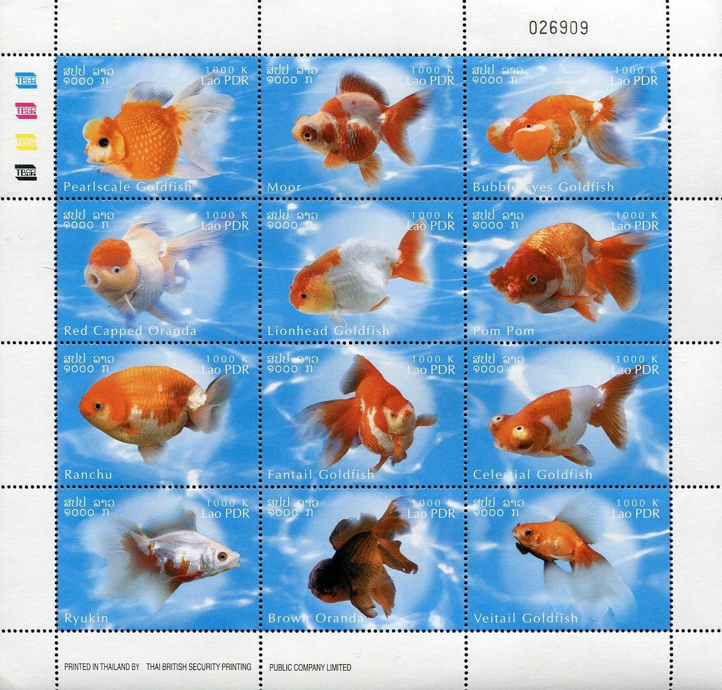 (image for) Laos 2002 Stamps Marine Life Aquarium Goldfishes