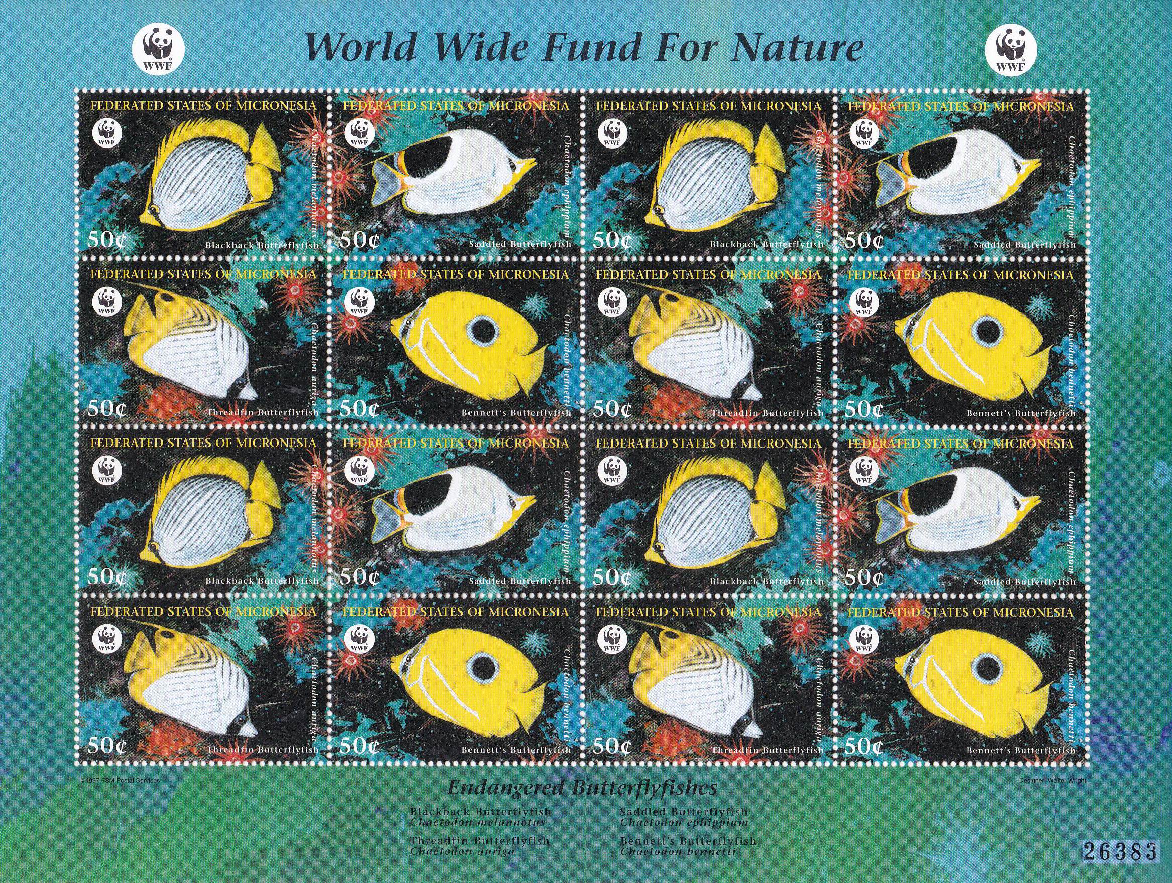 (image for) WWF Micronesia 1995 Stamps Butterfly-Fish MNH