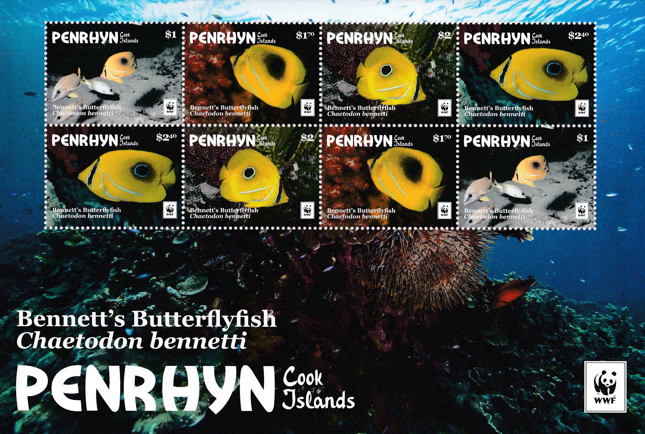 (image for) WWF Penrhyn 2017 Stamps Butterfly Fish MNH