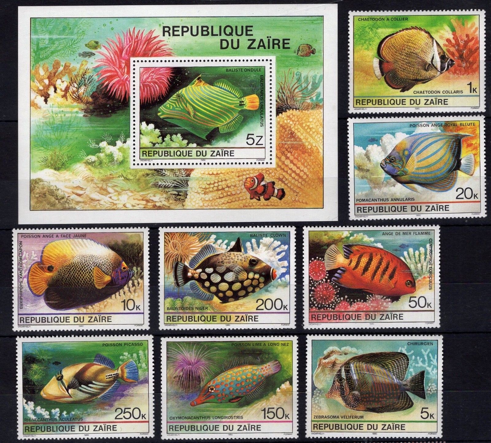 (image for) Zaire 1978 S/Sheet & Stamps Fish MNH