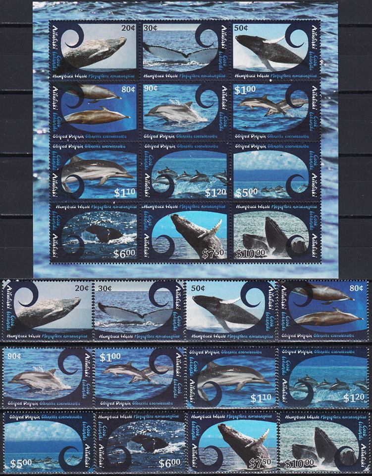 (image for) Aitutaki 2012 S/Sheet & Stamps Whales & Dolphins MNH