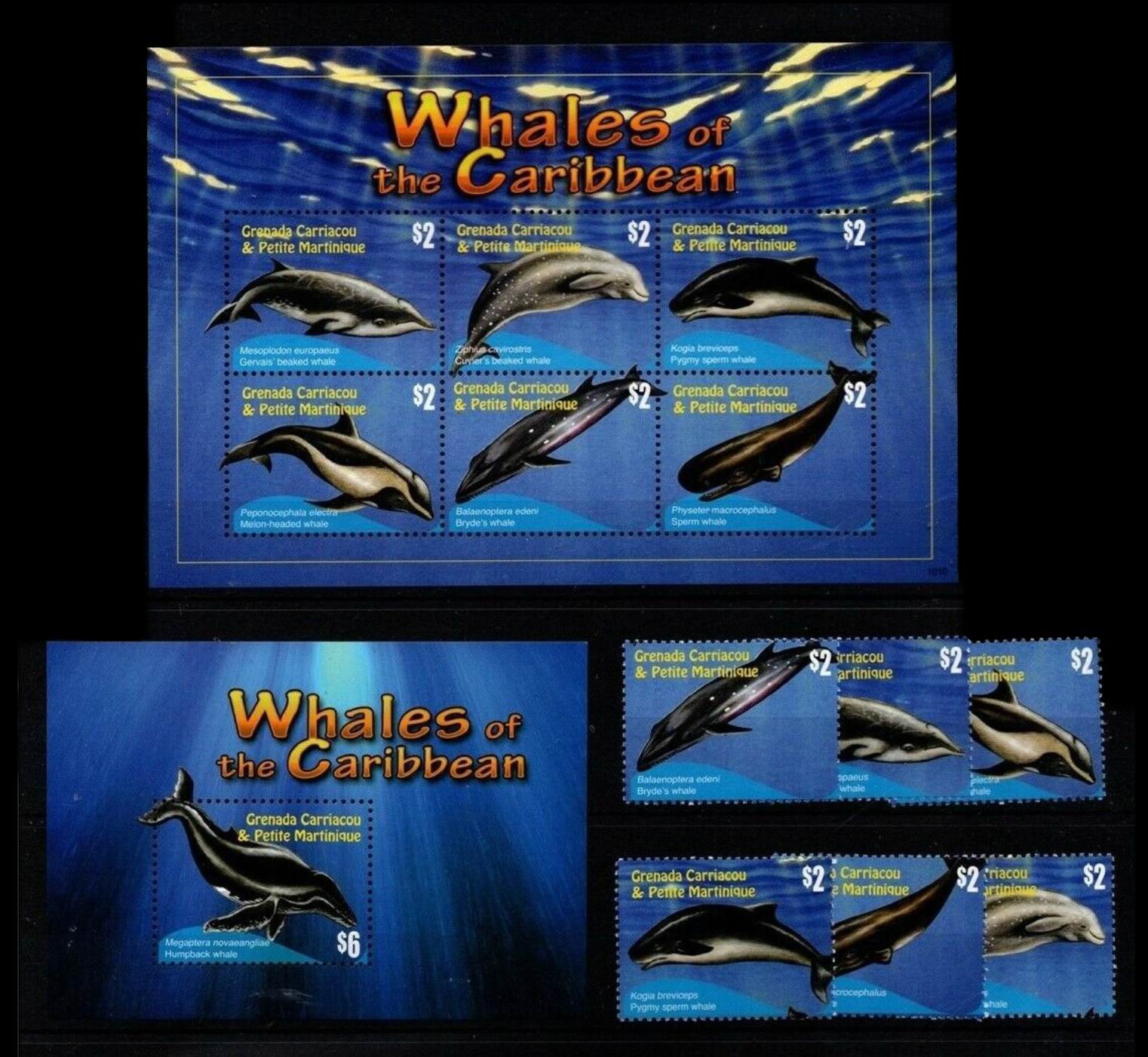 (image for) Grenada Grenadines 2010 S/Sheets Whales of Caribbean MNH