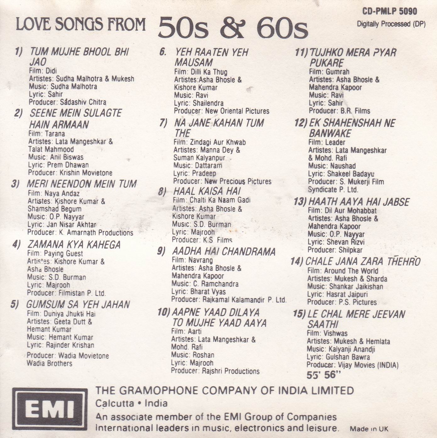(image for) Love Songs From 50s & 60s Emi Cd