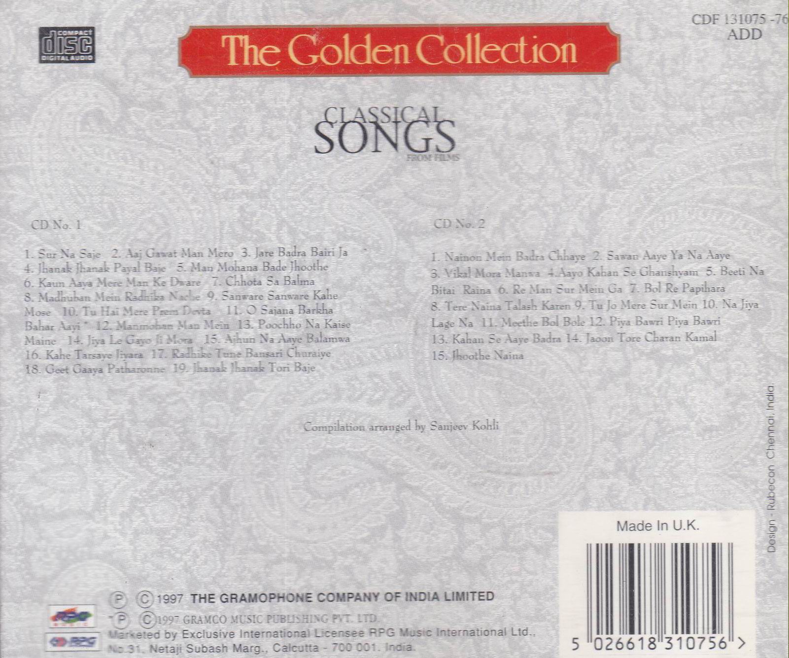 (image for) The Golden Collection Classical Songs Vol 1 EMI Cd
