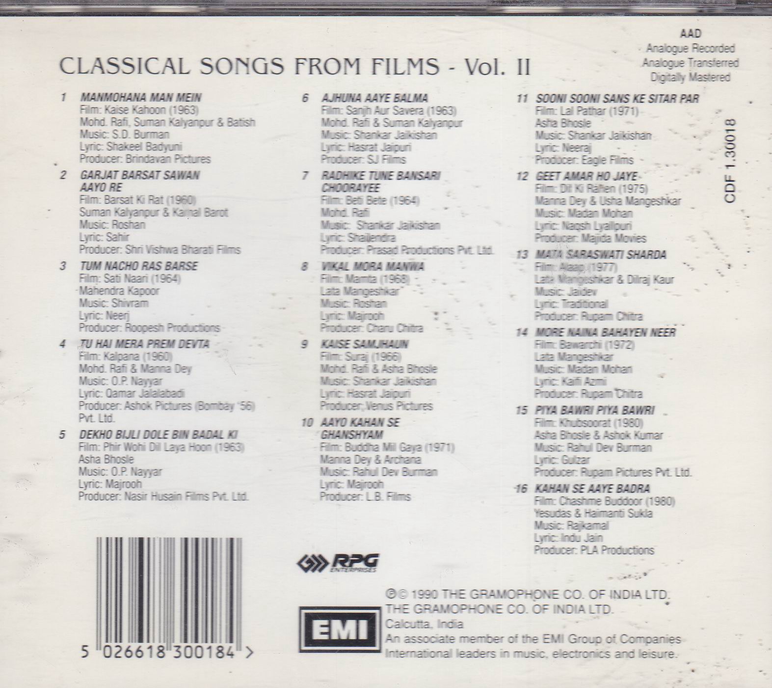 (image for) The Golden Collection Classical Songs EMI Cd