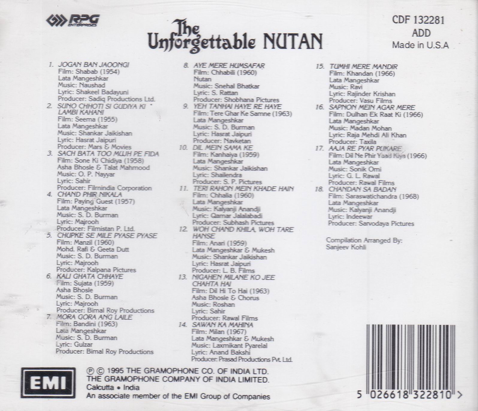 (image for) The Unforgettable Nutan EMI CD