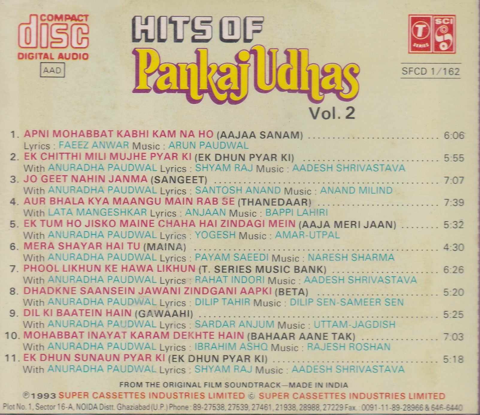 (image for) Pankaj Udhas Hits Of T Series CD