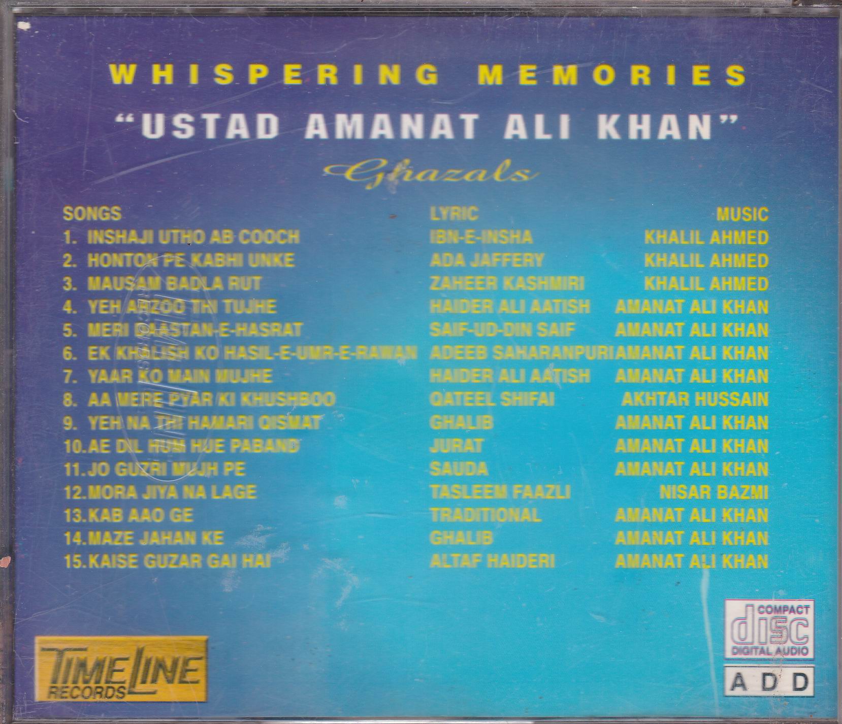 Best Of Ustad Amanat Ali Khan TL Cd Superb Recording - Click Image to Close