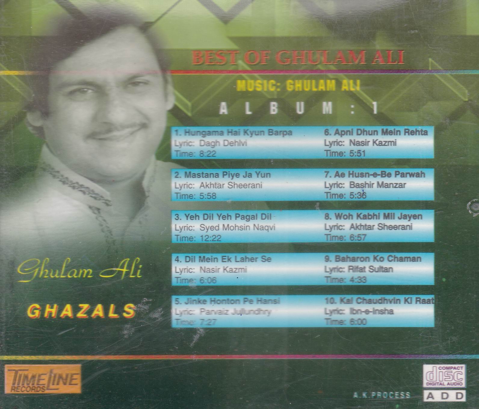 Best Of Ghulam Ali Vol 01 TL Cd Superb Recording - £10.00GBP : Pakistan ...