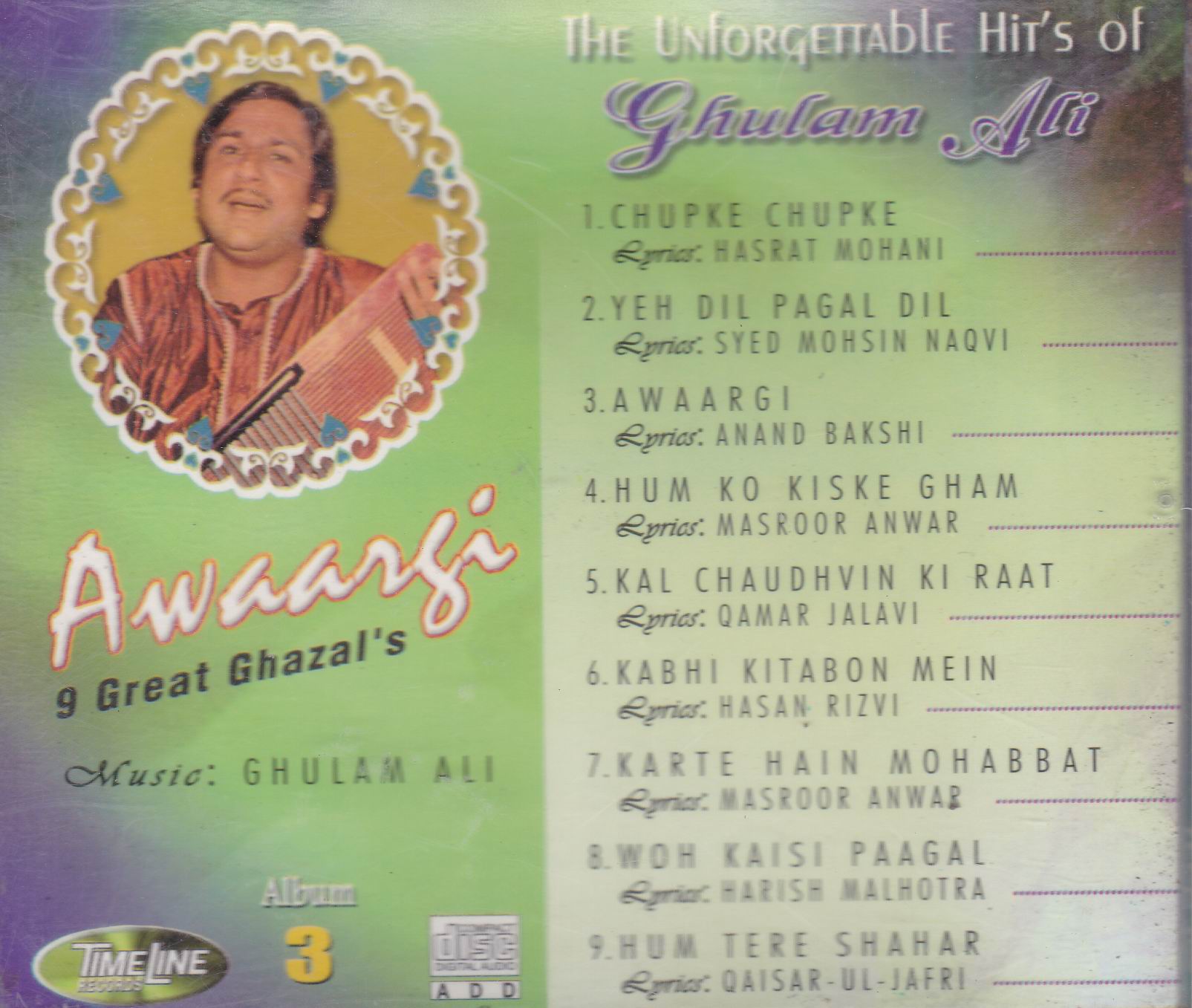 (image for) Best Of Ghulam Ali Vol 03 TL Cd Superb Recording