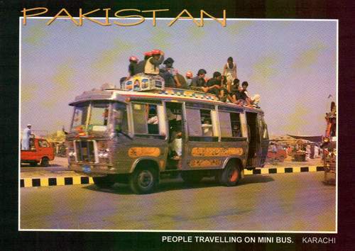 (image for) Pakistan Beautiful Postcard People Travelling On Mini Bus