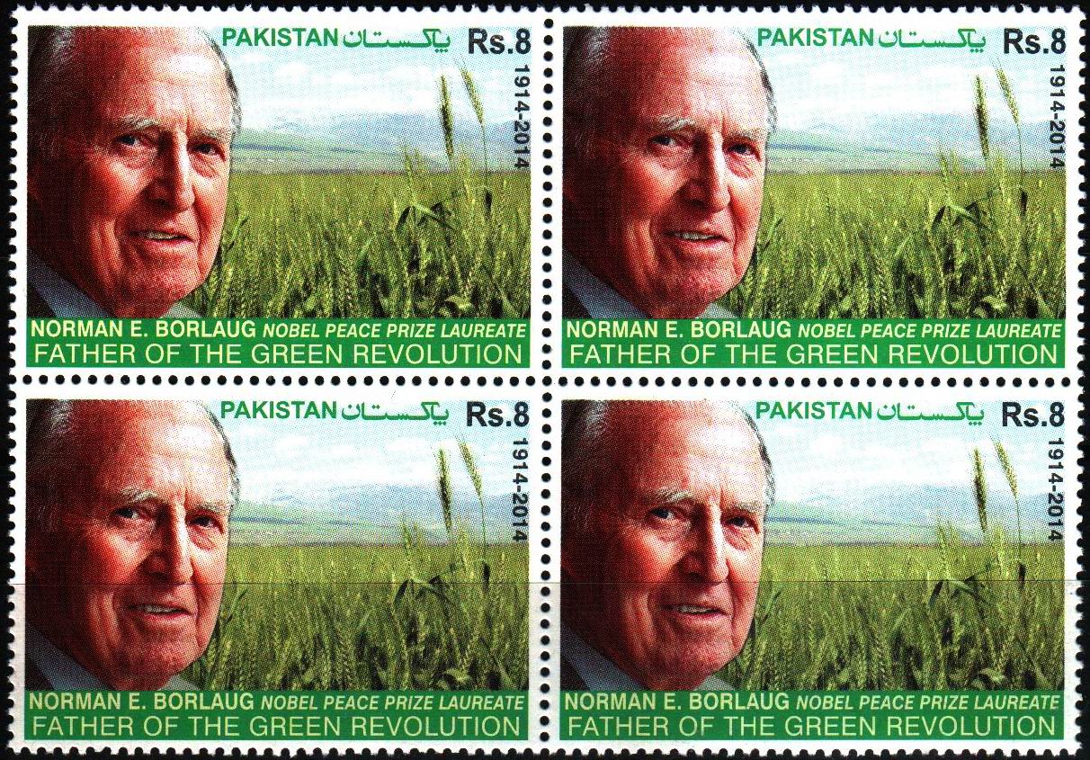 (image for) Pakistan Stamps 2014 Norman e Borlaug Nobel Prize Winner