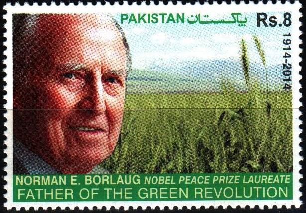 (image for) Pakistan Stamps 2014 Norman e Borlaug Nobel Prize Winner