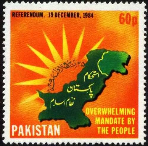 (image for) Pakistan Stamps 1985 Presidential Referendum MAP