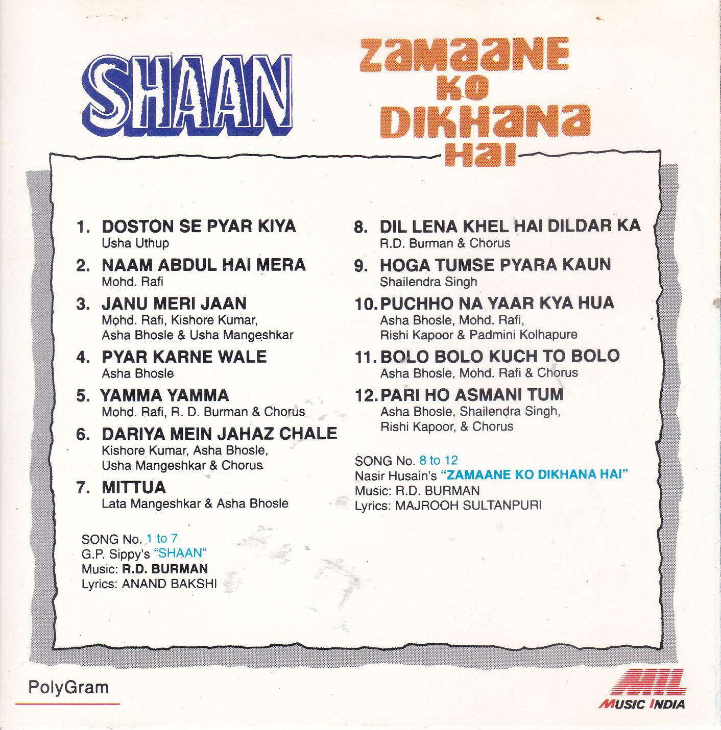 (image for) Indian Cd Shaan Zamaane Ko Dikhaana Hai Music India CD