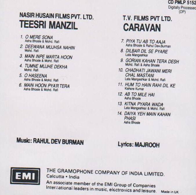 (image for) Indian Cd Teesri Manzil Caravan EMI CD
