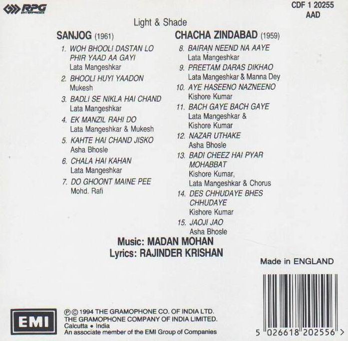 (image for) Indian Cd Sanjog Chacha Zindabad EMI CD