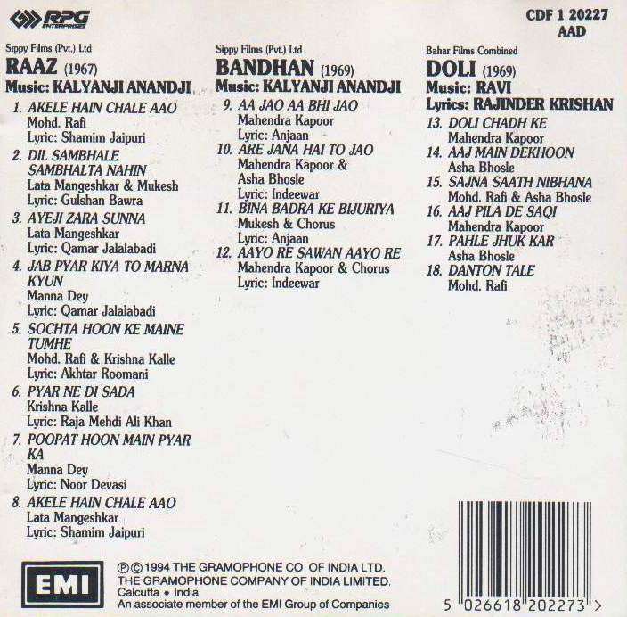 (image for) Indian Cd Raaaz Bandhan Doli EMI CD