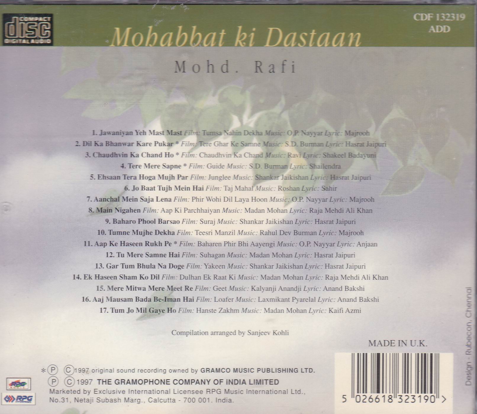 (image for) Mohabbat Ki Dastaan Mohammad Rafi EMI CD
