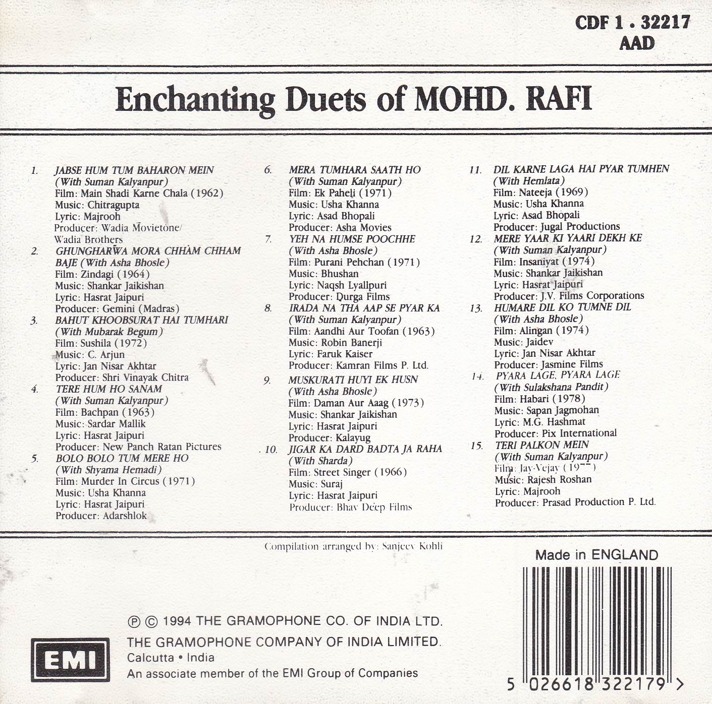 (image for) Enchanting Duets Of Mohammad Rafi EMI CD