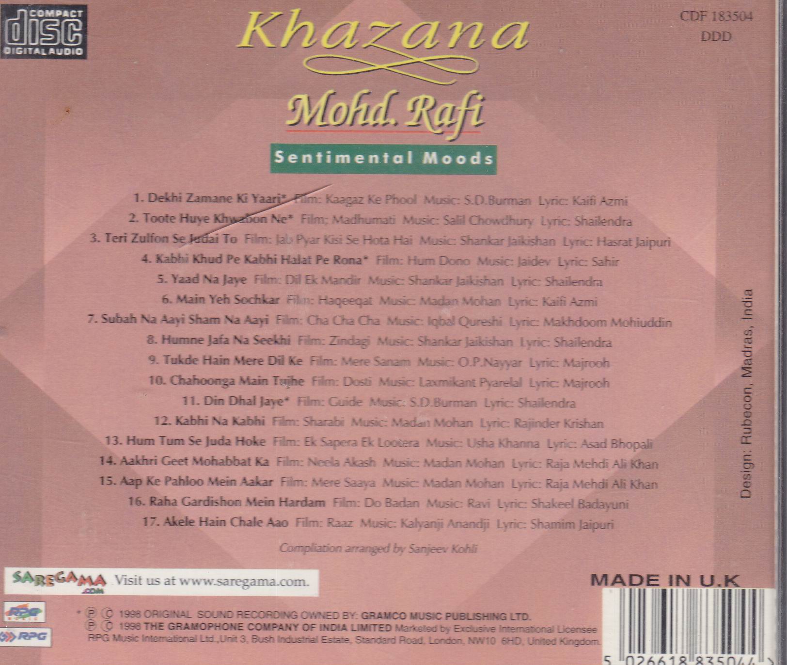 (image for) Khazana Mohammad Rafi EMI CD