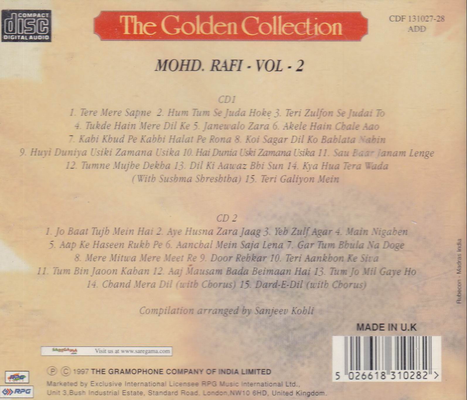 (image for) The Golden Collection Mohammad Rafi EMI CD Vol 2