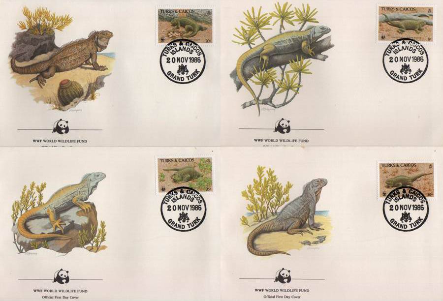 (image for) WWF Turk & Caicos Fdc 1986 Iguana