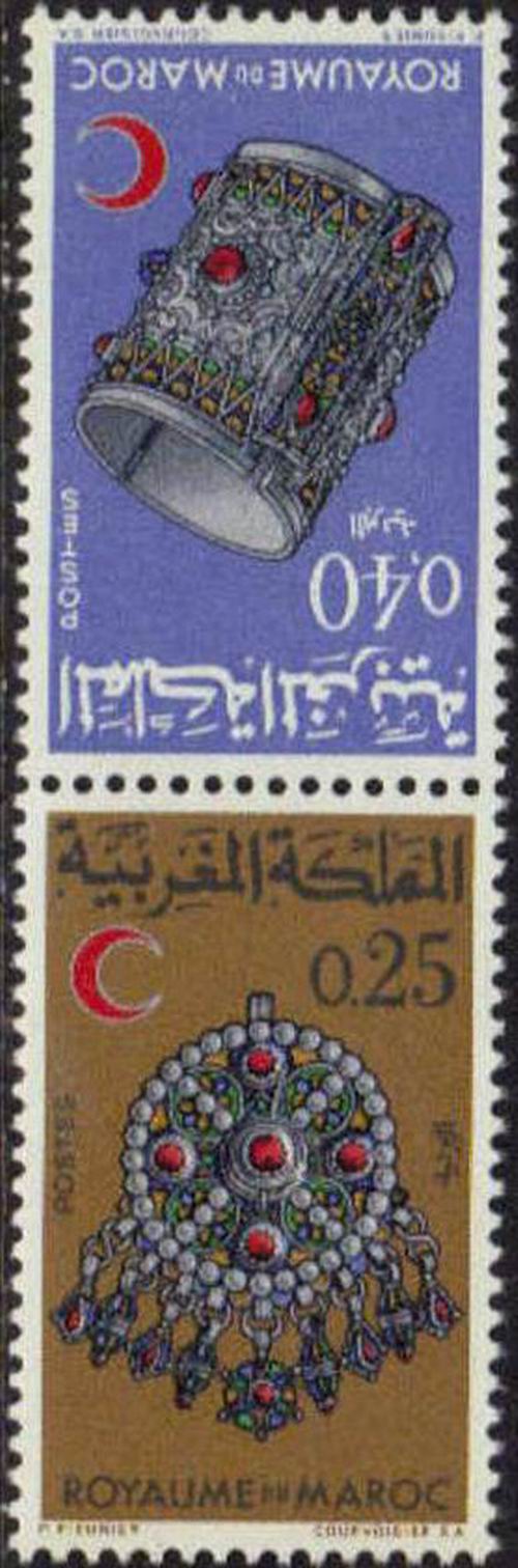 (image for) Morocco 1966 Stamps Red Cross Red Crescent Red Half Moon Map