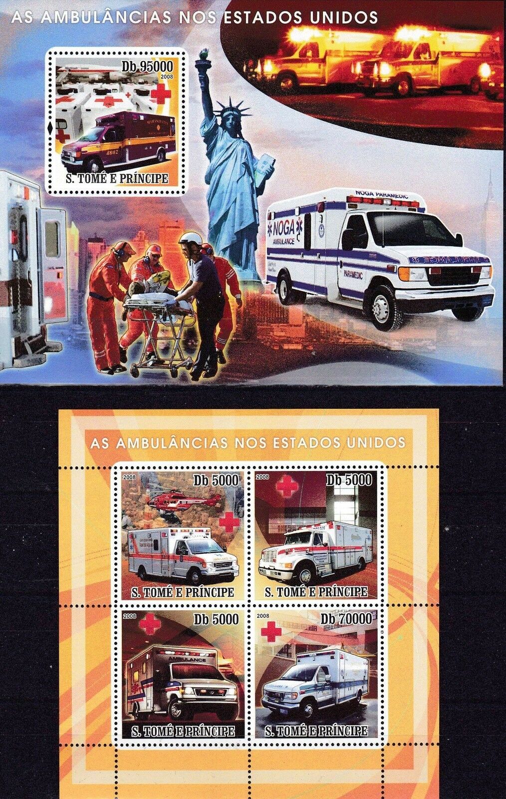 (image for) Sao Tome e Principe 2008 Stamp Red Cross Transport Car Ambulance