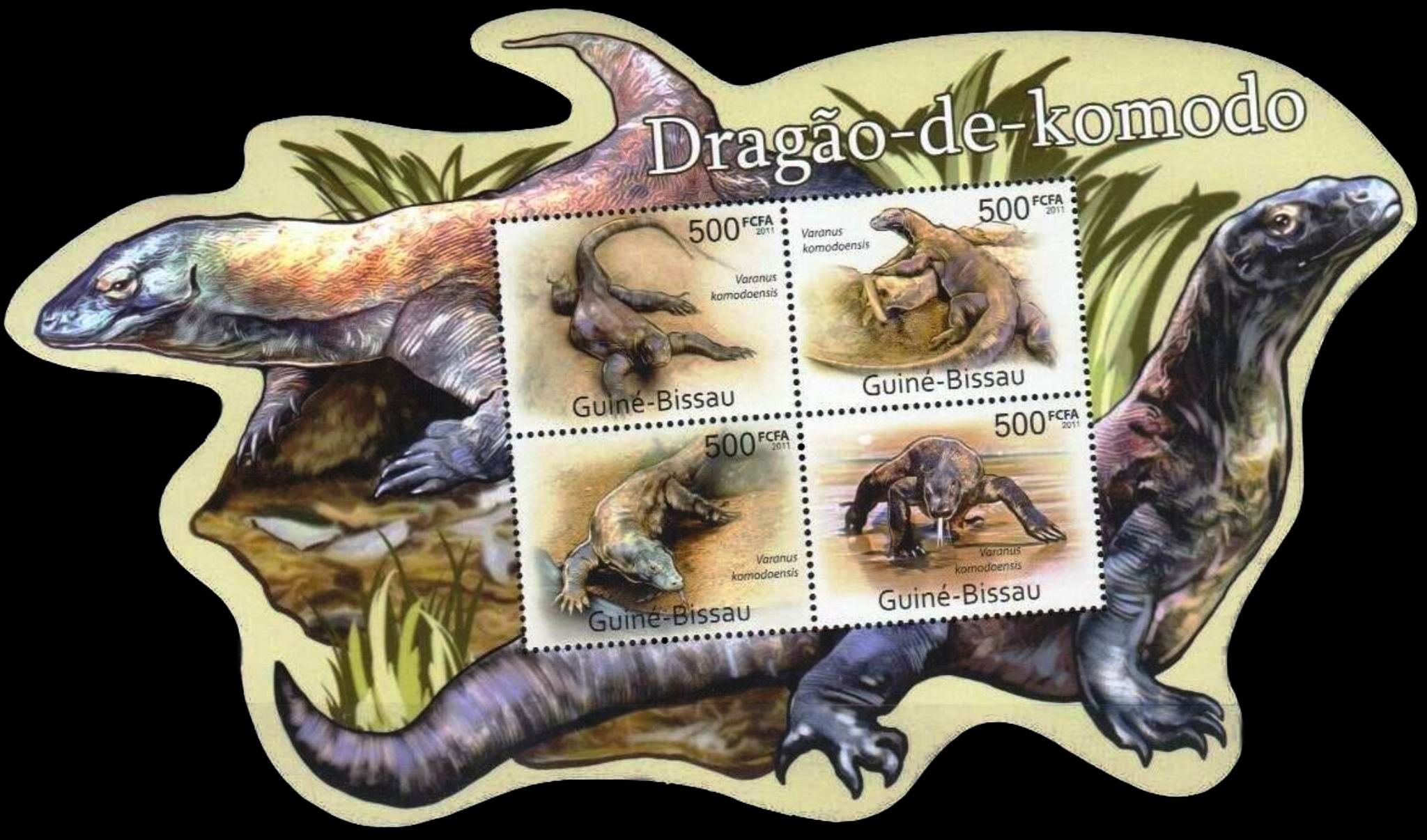 (image for) Guinea Bissau 2011 Stamps Odd Shape S/Sheet Komodo Dragon MNH