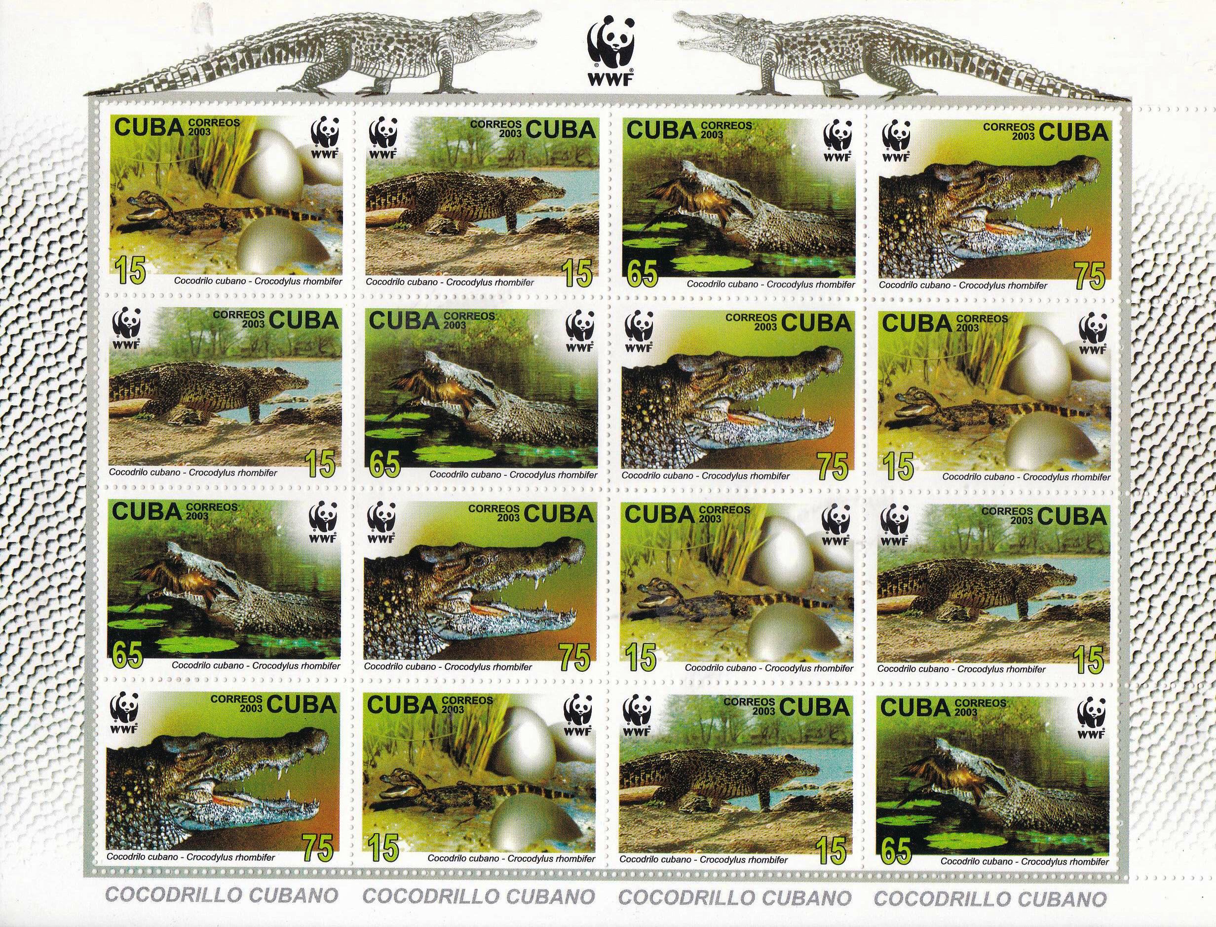 (image for) WWF Cuba 2003 Stamps Crocodiles