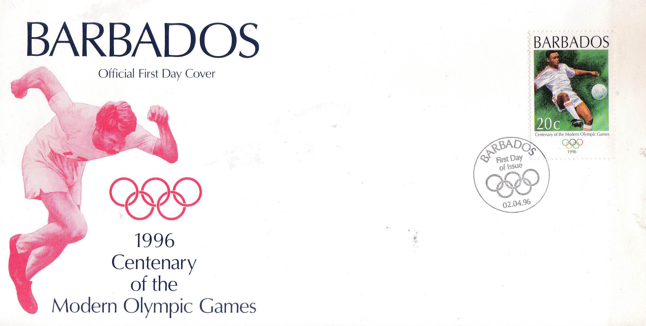 (image for) Barbados Fdc 1996 Modern Olympic Games Football