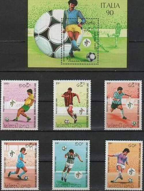 (image for) Laos 1990 S/Sheet & Stamps World Cup Football Championship