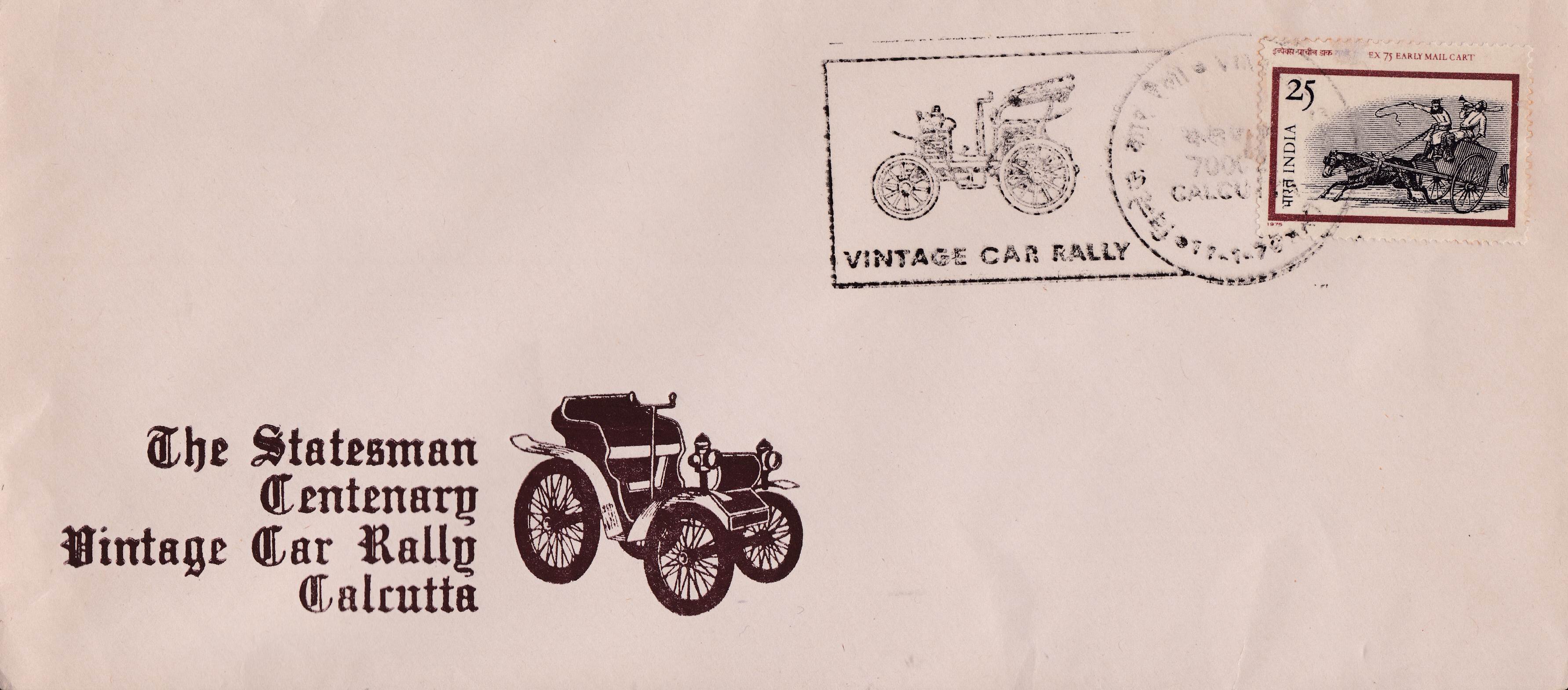 (image for) India Fdc 1976 The Stateesman Centenary Vintage Car Rally Calcut