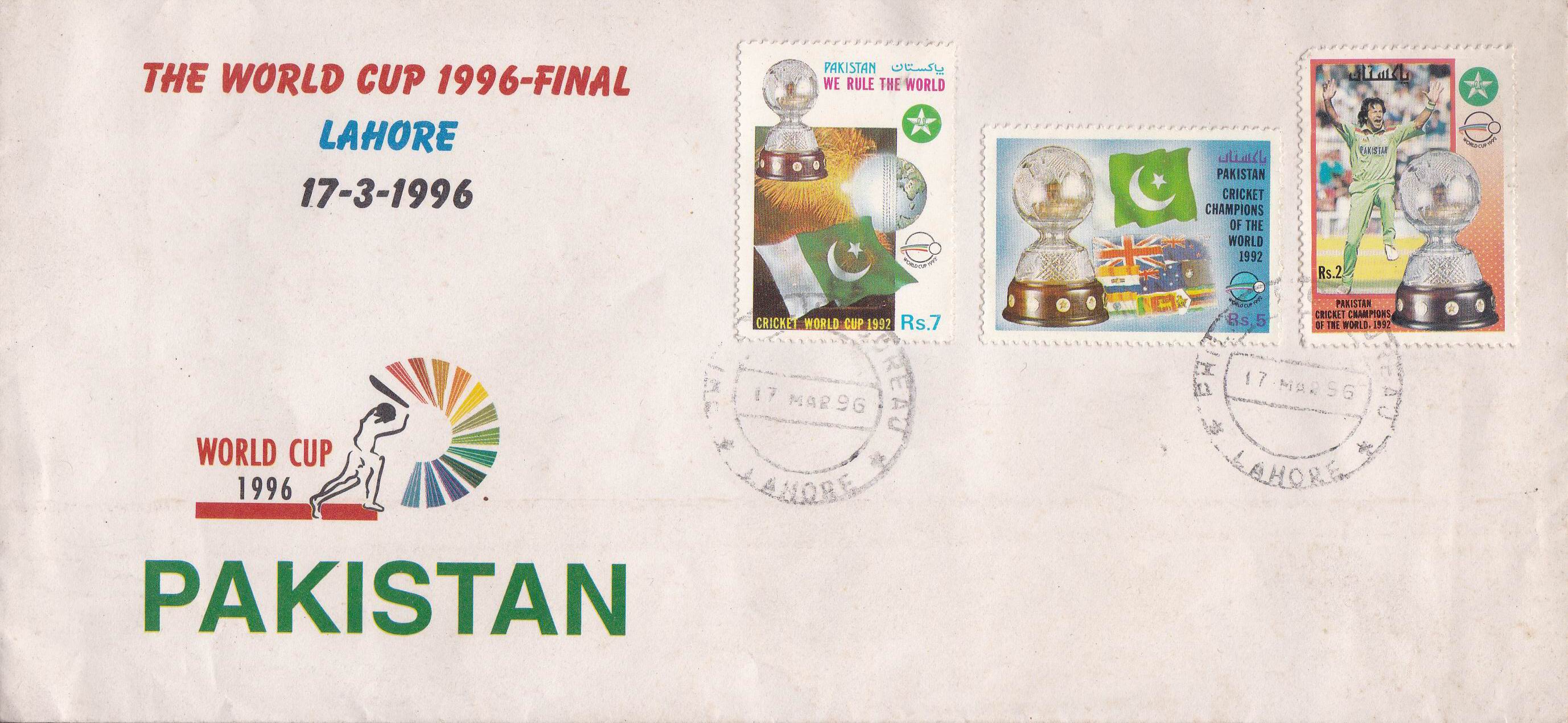 (image for) Pakistan Fdc 1996 & Stamps World Cup Cricket Final Imran Khan