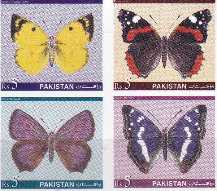 (image for) Pakistan Stamps 1984 Butterflies Unissued