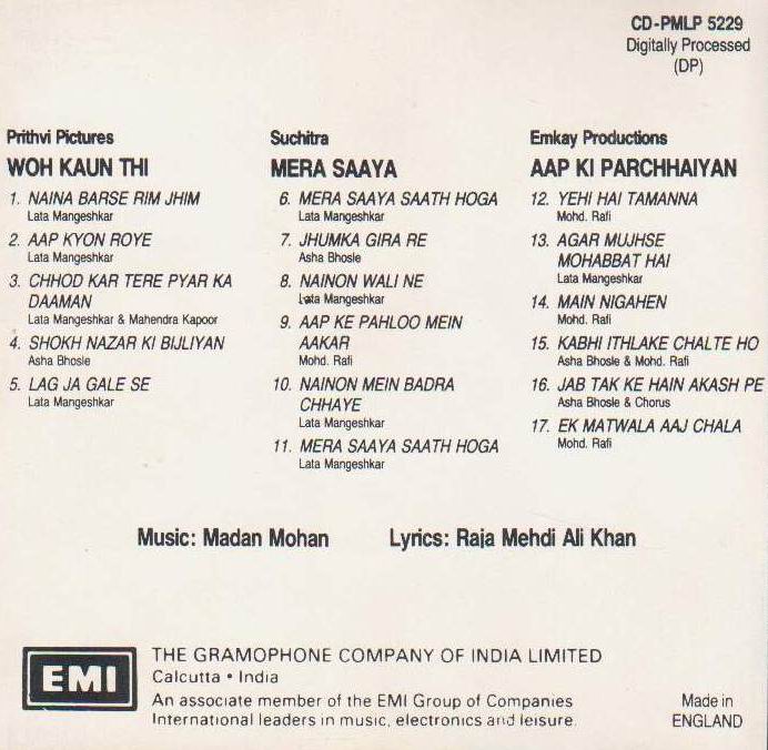 (image for) Indian Cd Woh Kaun Thi Mra Saaya Aap Ki Parchaiyan EMI CD